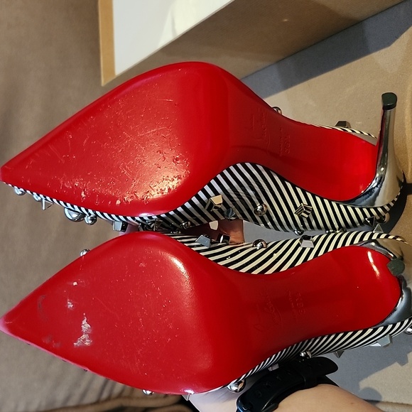 Christian Louboutin Aimanta B&W Striped Women's Heels - EUC 👠 Size 36.5 - Picture 9 of 17